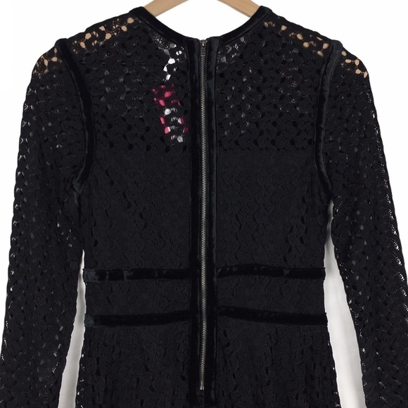 XHILARATION Dress Velvet Crochet Long Sleeve Whimsigoth Dark Academia Small NWT - Picture 4 of 11